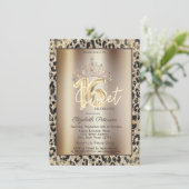 Elegant Crown Leopard Print Sweet 16   Kaart (Staand voorkant)