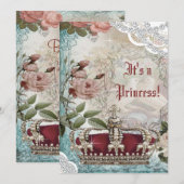 Elegant  Crown Princess Baby shower Kaart (Voorkant / Achterkant)