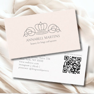 Elegant Crown Salon Blush Roze QR Code Visitekaartje