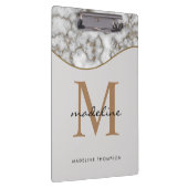 Elegant Crusted Marble Black Gray Monogram Klembord (Rechts)
