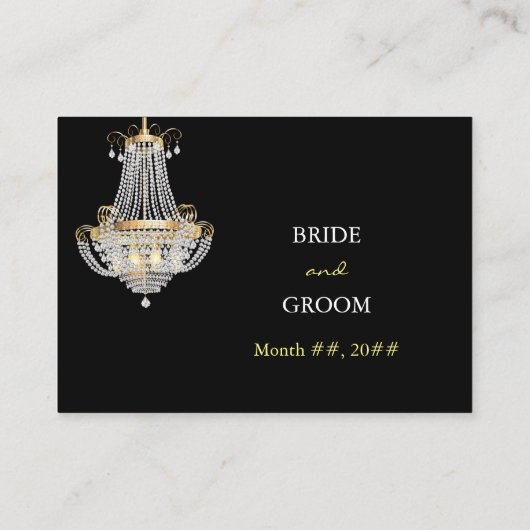 Elegant crystal chandelier trouwreceptie informatiekaartje (Achterkant)