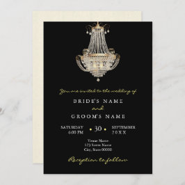 Elegant crystal chandelier trouwuitnodiging kaart