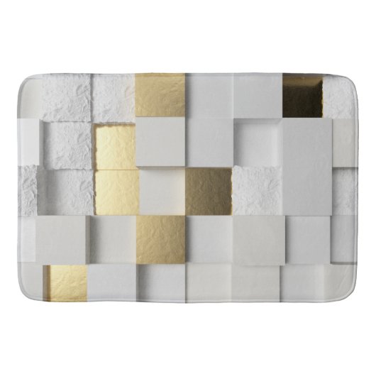 Elegant Cube wall 3D art. wit en goud Badmat (Voorkant)