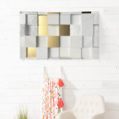 Elegant Cube wall 3D art. wit en goud Spandoek (Insitu)