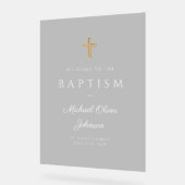 Élégant culte Grey Boy Baptism Bienvenue (Angle)