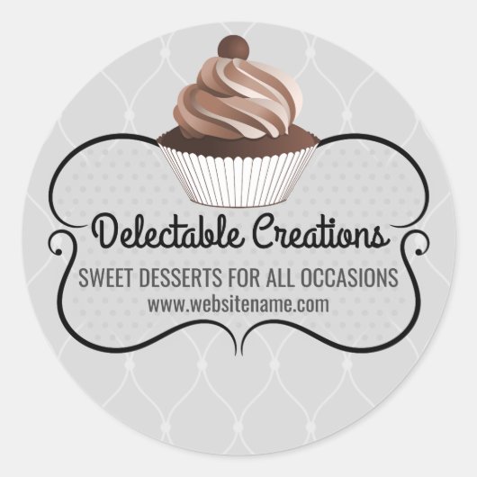 Elegant Cupcake Bakery Box Seals Ronde Sticker (Voorkant)