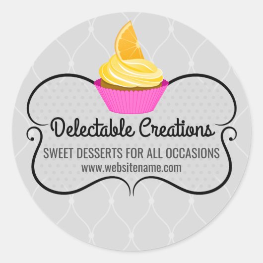 Elegant Cupcake Bakery Box Seals Ronde Sticker (Voorkant)