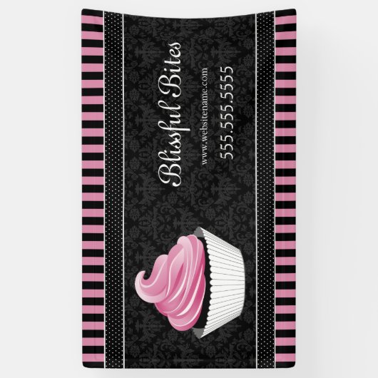 Elegant Cupcake Bakery Name Spandoek (Verticaal)