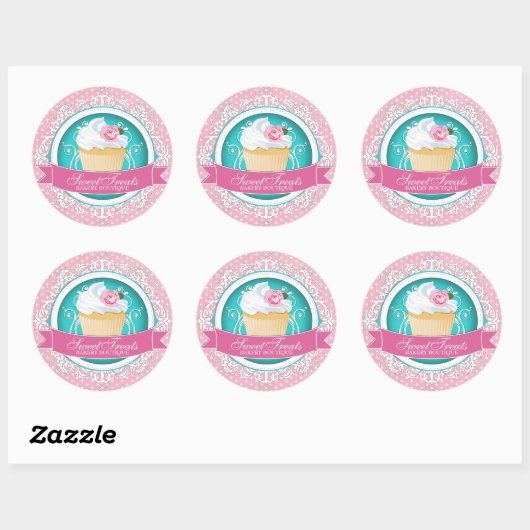 Élégant Cupcake Boulangerie Stickers Boîte (Feuille)