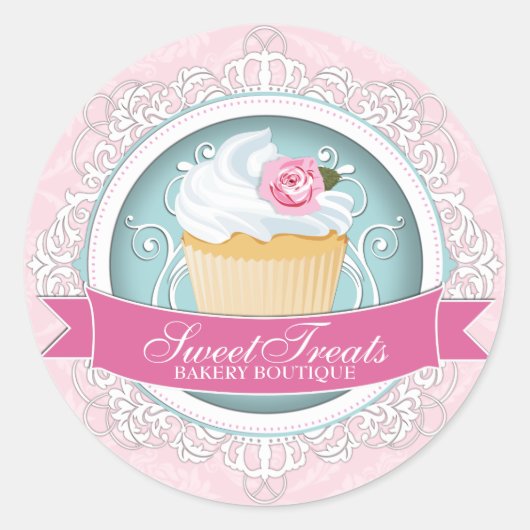 Élégant Cupcake Boulangerie Stickers Boîte (Devant)