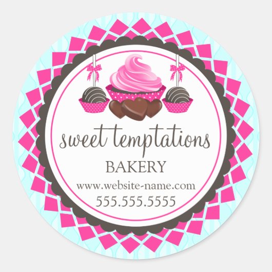 Elegant Cupcake Cake Poppen Chocolade Ronde Sticker (Voorkant)