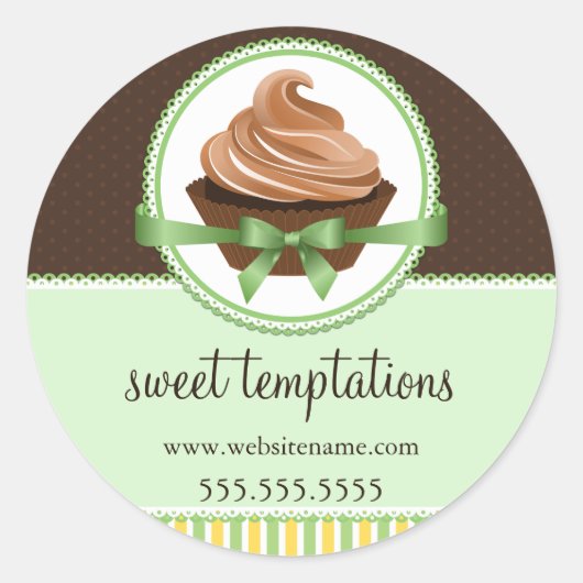 Elegant Cupcake Mint Bakery Box Packaging Seals Ronde Sticker (Voorkant)