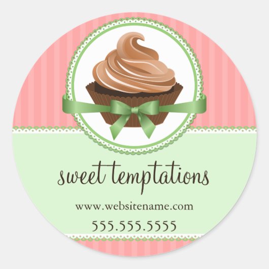 Elegant Cupcake Mint Bakery Box Packaging Seals Ronde Sticker (Voorkant)