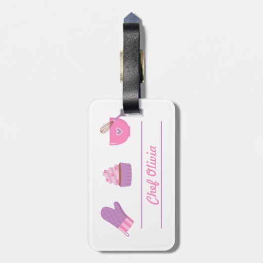 Elegant Cupcake Mitten Baking Baker Cook Bagagelabel (Achterkant verticaal)