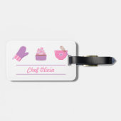Elegant Cupcake Mitten Baking Baker Cook Bagagelabel (Achterkant horizontaal)