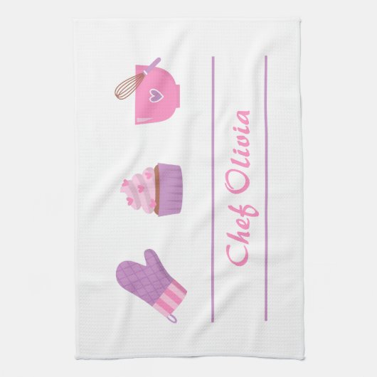 Elegant Cupcake Mitten Baking Baker Cook Theedoek (Verticaal)