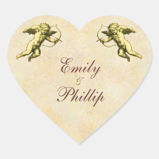 Elegant  Cupido Hart Sticker (Voorkant)