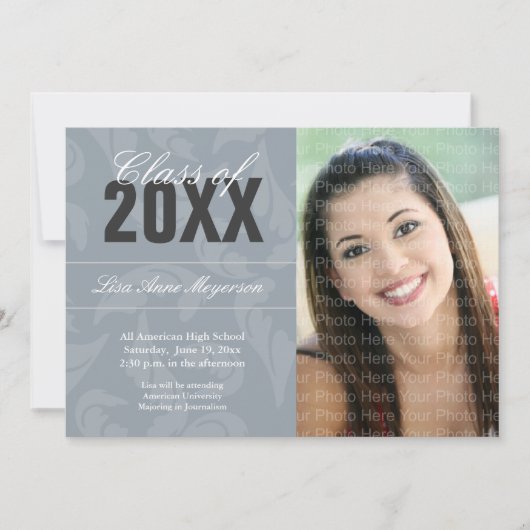 Elegant Curls Patroon: Zilver Kaart (Voorkant)