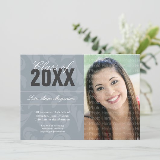 Elegant Curls Patroon: Zilver Kaart (Staand voorkant)