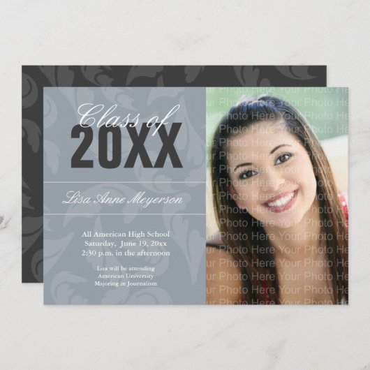 Elegant Curls Patroon: Zilver Kaart (Voorkant / Achterkant)