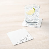Elegant Cursive Custom Text Simple Wedding Vierkante Kartonnen Onderzetter (Insitu)