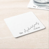Elegant Cursive Custom Text Simple Wedding Vierkante Kartonnen Onderzetter (Schuin)