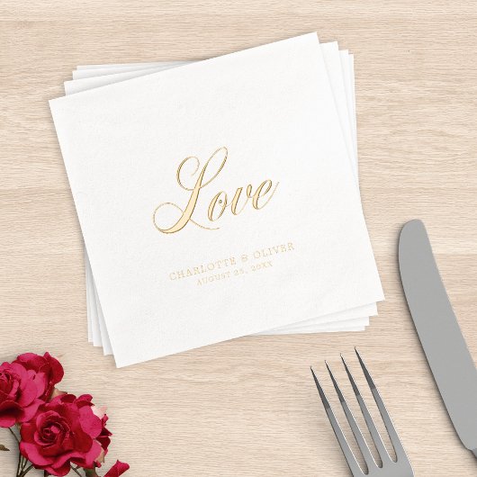 Elegant Cursive Love Wedding Folie Servetten