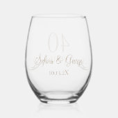 Elegant Custom 40th Anniversary Keepsake Gift Wijnglas Zonder Voet (Achterkant)