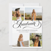 Elegant Custom Afbeelding Photo Collage Afstuderen Aankondiging (Voorkant)