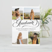 Elegant Custom Afbeelding Photo Collage Afstuderen Aankondiging (Staand voorkant)