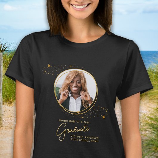 Elegant Custom Afstuderen Foto Goud Afstuderen T-shirt