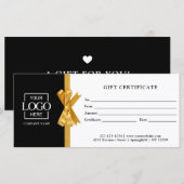Elegant Custom Black Business Gift Certificate (Voorkant / Achterkant)
