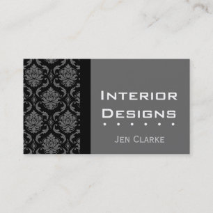 Elegant Custom Black en Grey Damask Visitekaartje
