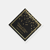 Elegant Custom Black Gold Confetti Weddenschap Servetten (Hoek)