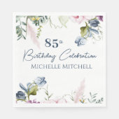 Elegant Custom Blauw Roze 85e Verjaardag Servet (Voorkant)