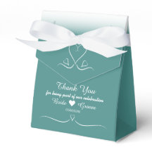 Elegant Custom Blauwgroen Bruiloft Hart Favor Box