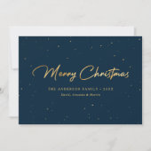 Elegant Custom Blue- en Gold Foil-kerstkaarten Feestdagenkaart (Voorkant)
