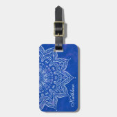 Elegant Custom Blue en White Mandala Bagagelabel (Voorkant verticaal)