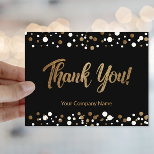 Elegant Custom Business Name Black Gold Hartelijk  Briefkaart