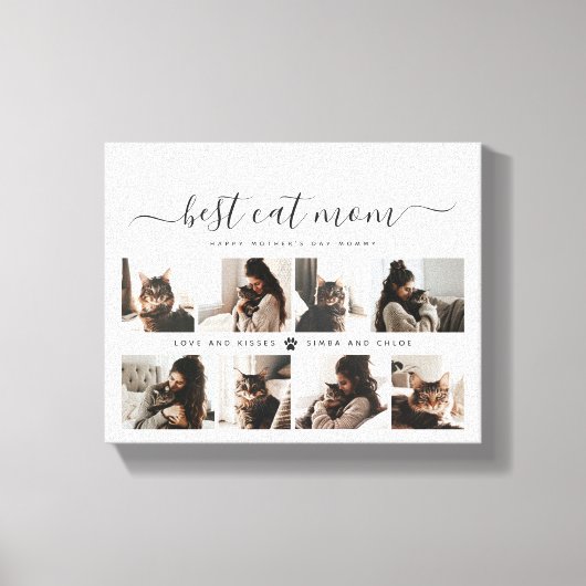 Elegant Custom Cat Mam Foto Collage Moederdag Canvas Afdruk (Voorkant)