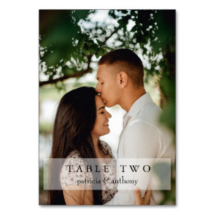 Elegant Custom Couple Photo Weddentable Number Kaart