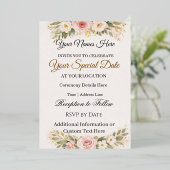 Elegant Custom Floral Wedding Invitations Design (Debout devant)