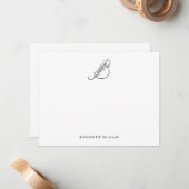 Elegant Custom Flowered Script Monogram Notitiekaartje (Voorkant / Achterkant in situ)