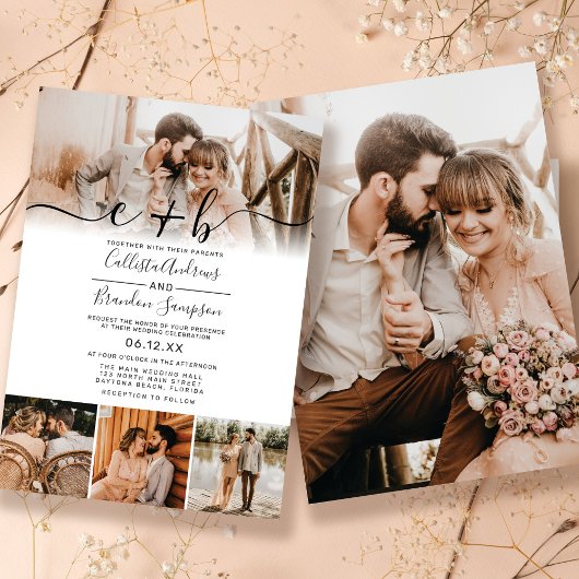 Elegant Custom Full Photo Monogram Weddenschap Kaart