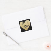Elegant Custom Glitter Goud LIEFDE Zwart Bruiloft Vierkante Sticker (Envelop)