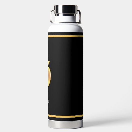Elegant Custom Golden Apple Afbeelding & Text op z Waterfles (Achterkant)