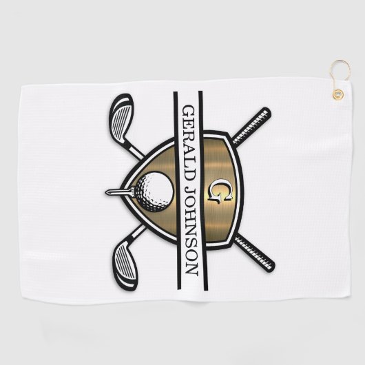 Elegant Custom Golf Monogram Design Golfhanddoek (Horizontaal)