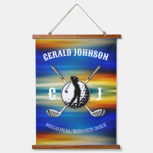 Elegant Custom Golf Monogram Design Hangend Wandkleed