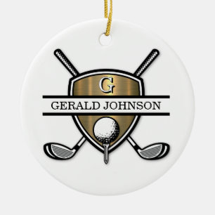 Elegant Custom Golf Monogram Design Keramisch Ornament