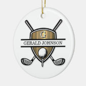 Elegant Custom Golf Monogram Design Keramisch Ornament (Links)